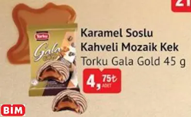 TORKU GALA GOLD  KARAMEL SOSLU  KAHVELİ MOZAİK KEK